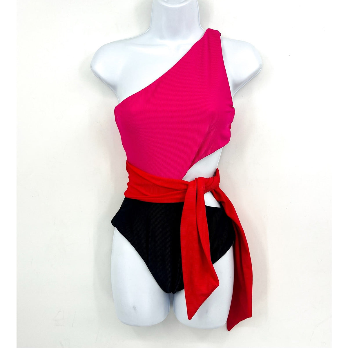 BEACH RIOT Carlie One Piece Swimsuit Small Pink Black Glacier Color-Block NWT