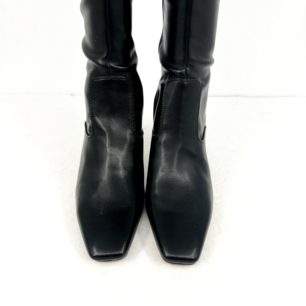 Franco Sarto Womens Bowman Knee High Boots Size 9M Black Faux Leather NWOB