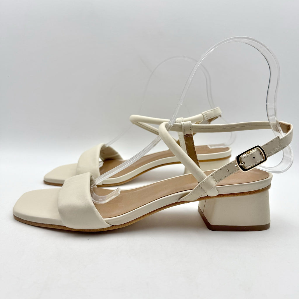 Bernardo Womens Josei Heeled Sandal US 7.5 M Off White Eggshell Leather NIB