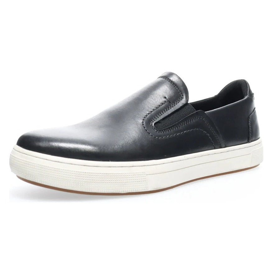 Propet Mens Kedrick Sneakers US 9.5 EEE Black White Leather Slip On NWOB