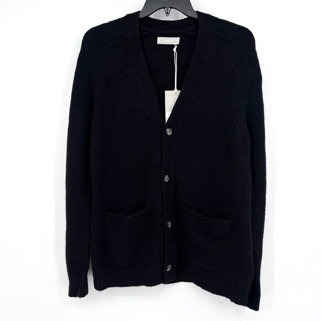 EVERLANE Men's The Cloud Relaxed Cardigan Sweater Medium Black Merino Wool NWT