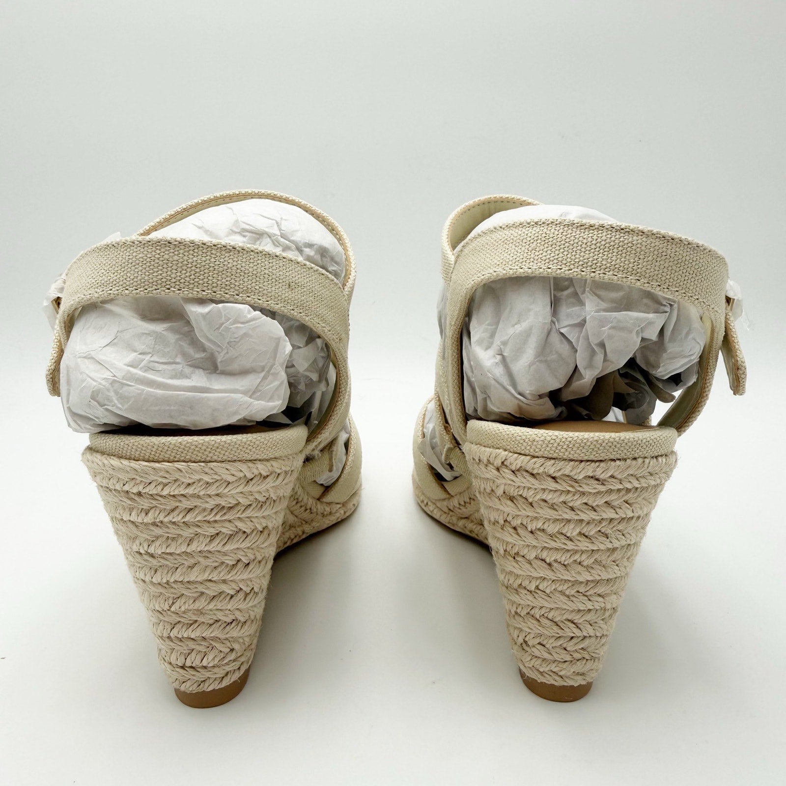 DOLCE Vita Womens DV8 Plume Wedge Sandals Size 7.5 Cream Beige Canvas NWOB