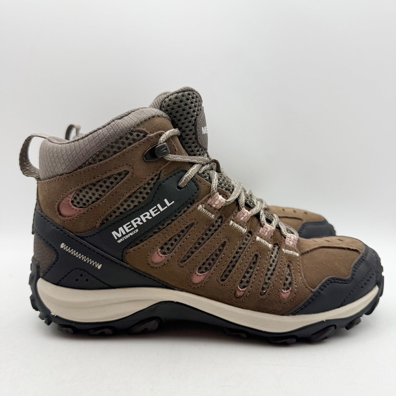 Merrell Womens Crosslander 3 Hiking Mid Boots US 8 Brown Black Waterproof NWOB