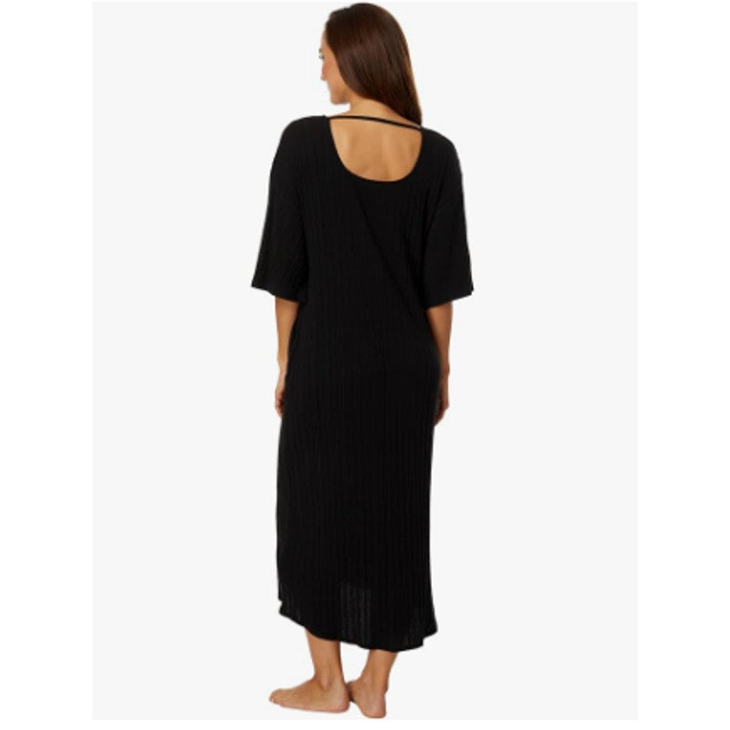 SKIN Women's Pima Robin Caftan Size 3 Large Black Cotton Rib Loungewear NWT