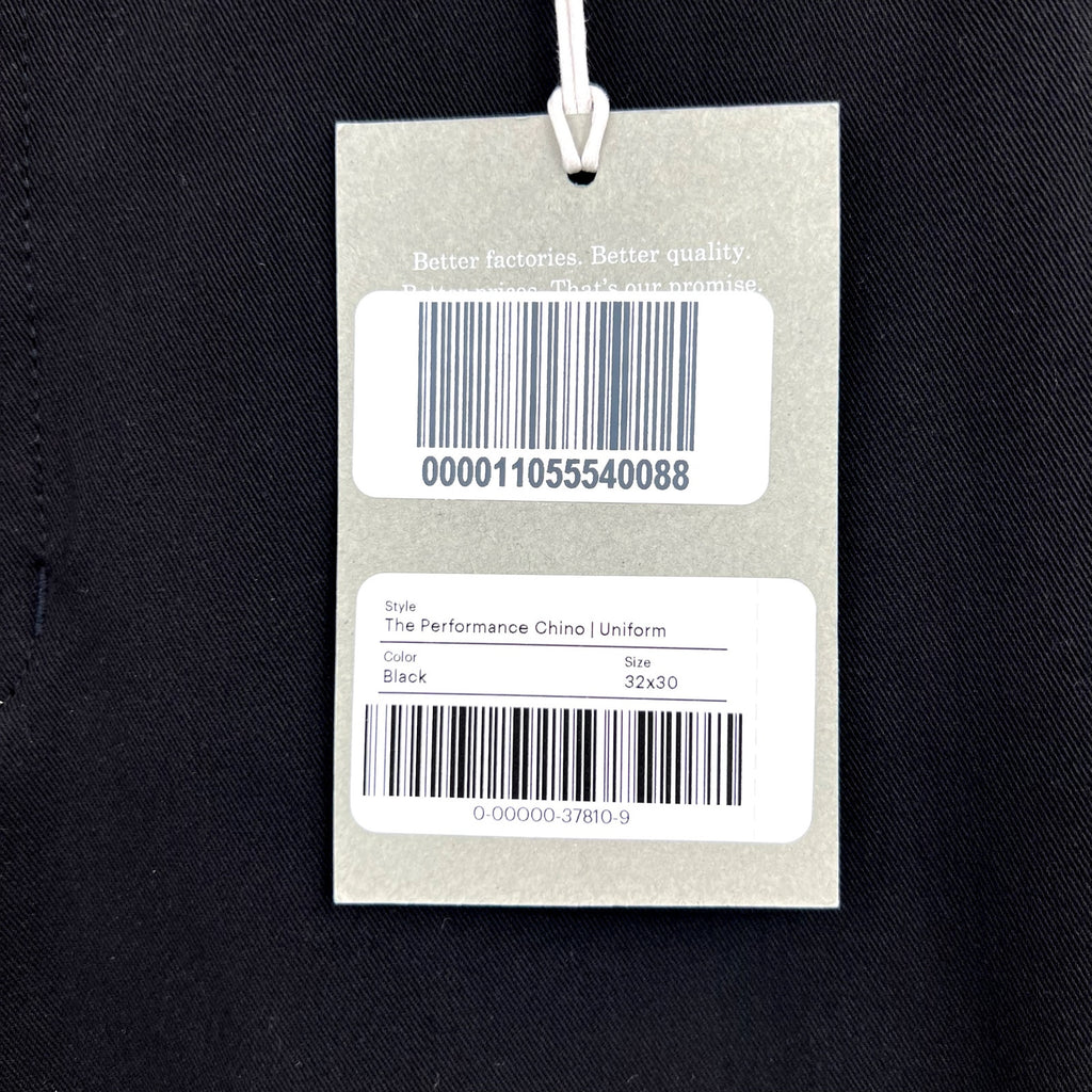 EVERLANE Men's Uniform Performance Chino 32x30 Black Pants NWT