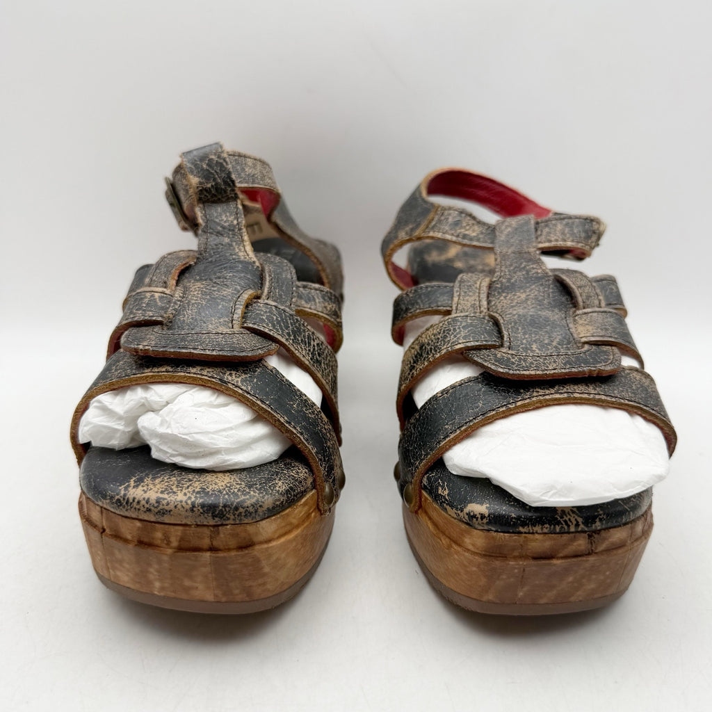 Bed Stu Womens Fabiola Sandals US 8.5 Black Distressed Leather NWT
