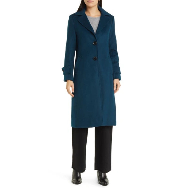 SAM EDELMAN Women's Longline Coat Size 16 Teal Blue Wool Blend  NWT