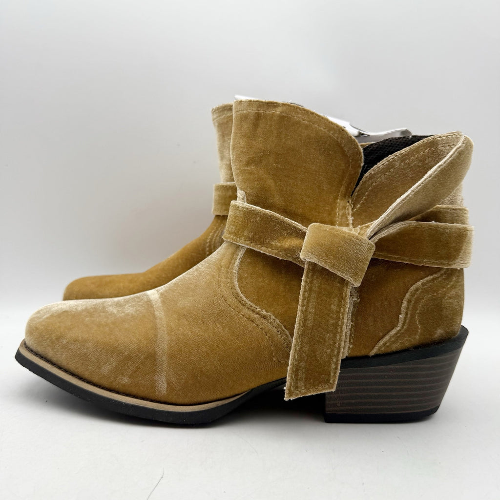 Justin Boots Womens Elana Ankle Bootie US 9 B Brown Velvet NWT