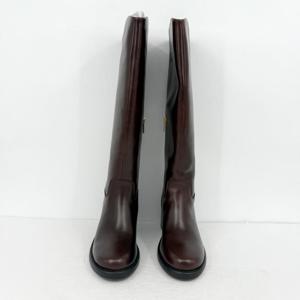 Vince Camuto Womens Amree Knee High Boot US 6 M EU 36.5 Red Mahogany Leather NIB