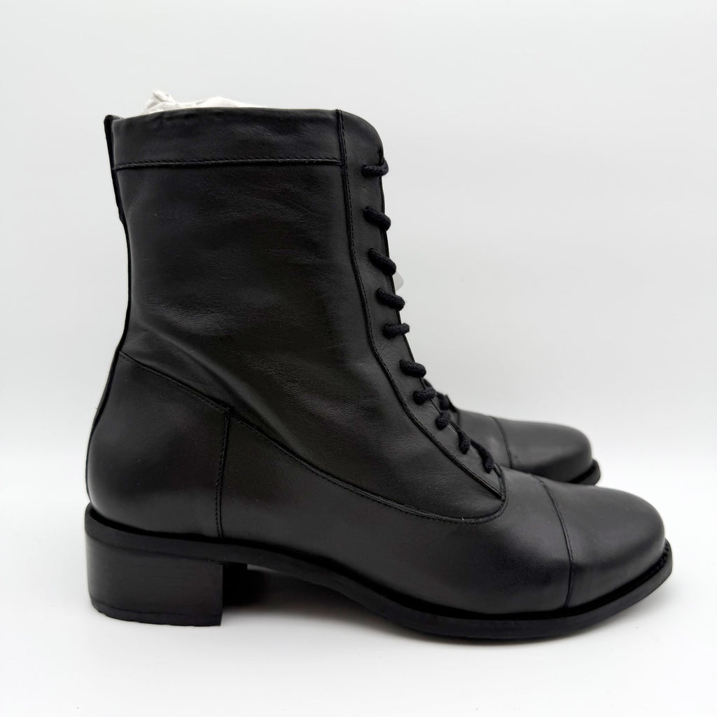 David Tate Womens Explorer Boot US 9 M EU 40 Black Leather Lace Up NIB
