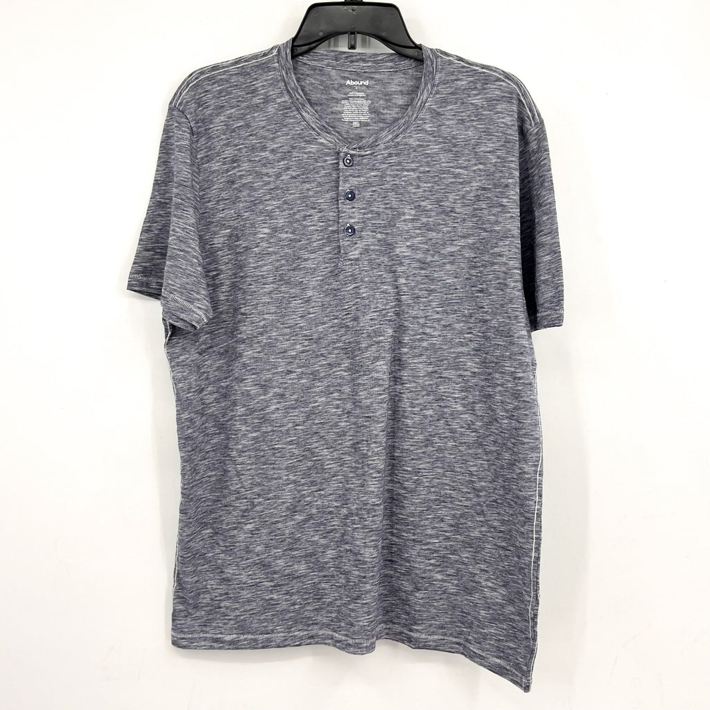 ABOUND Mens Jersey Slub Henley Tee Large Navy Blue White Short Sleeve Cotton NWT