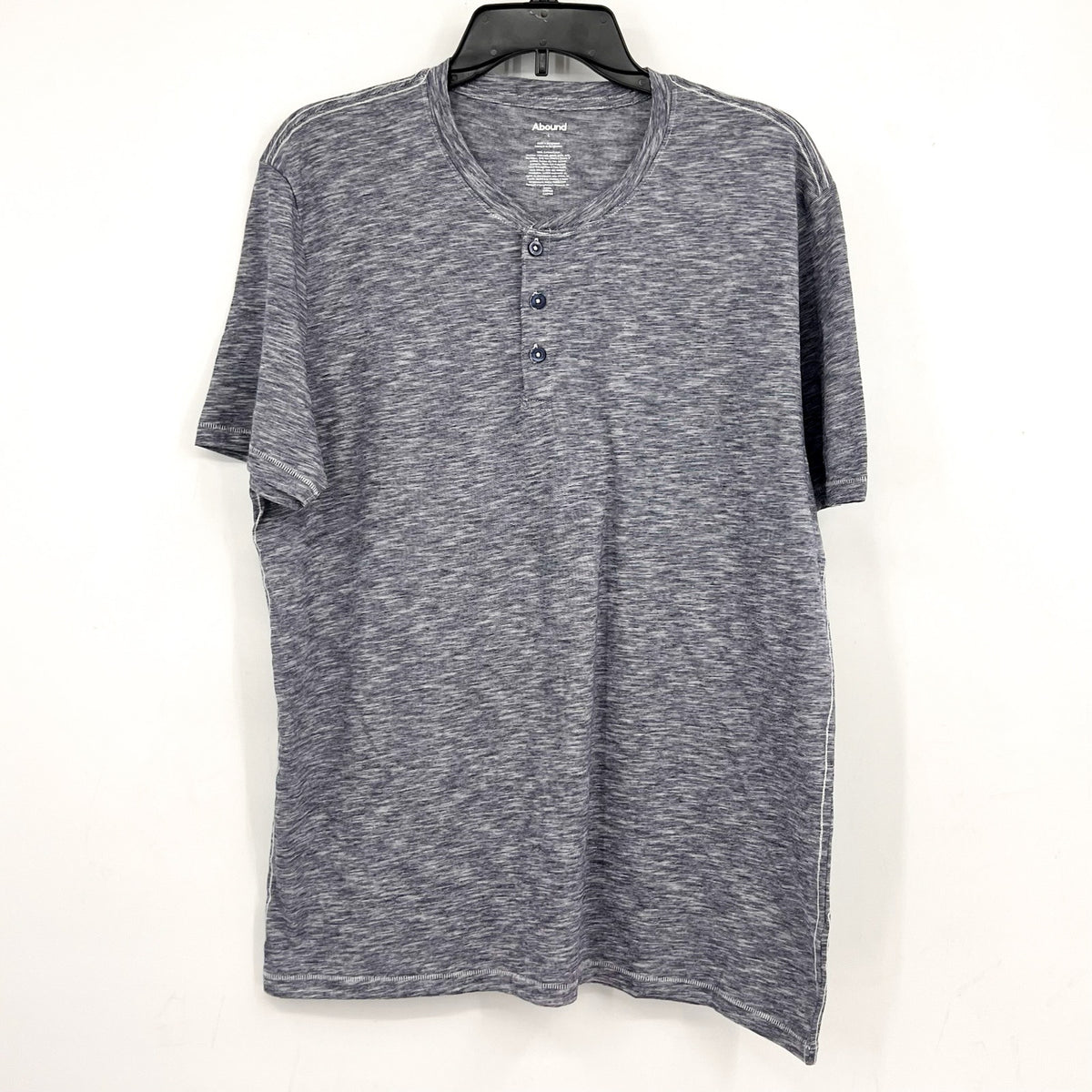 ABOUND Mens Jersey Slub Henley Tee Large Navy Blue White Short Sleeve Cotton NWT