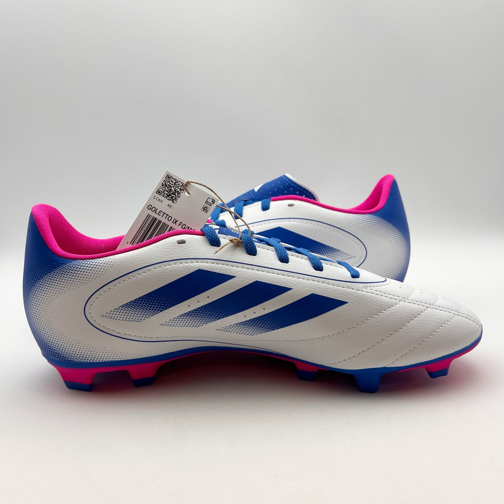 Adidas Goletto IX FG/MG Soccer Cleats Womens 10.5 Men 9.5 White Blue Pink NIB