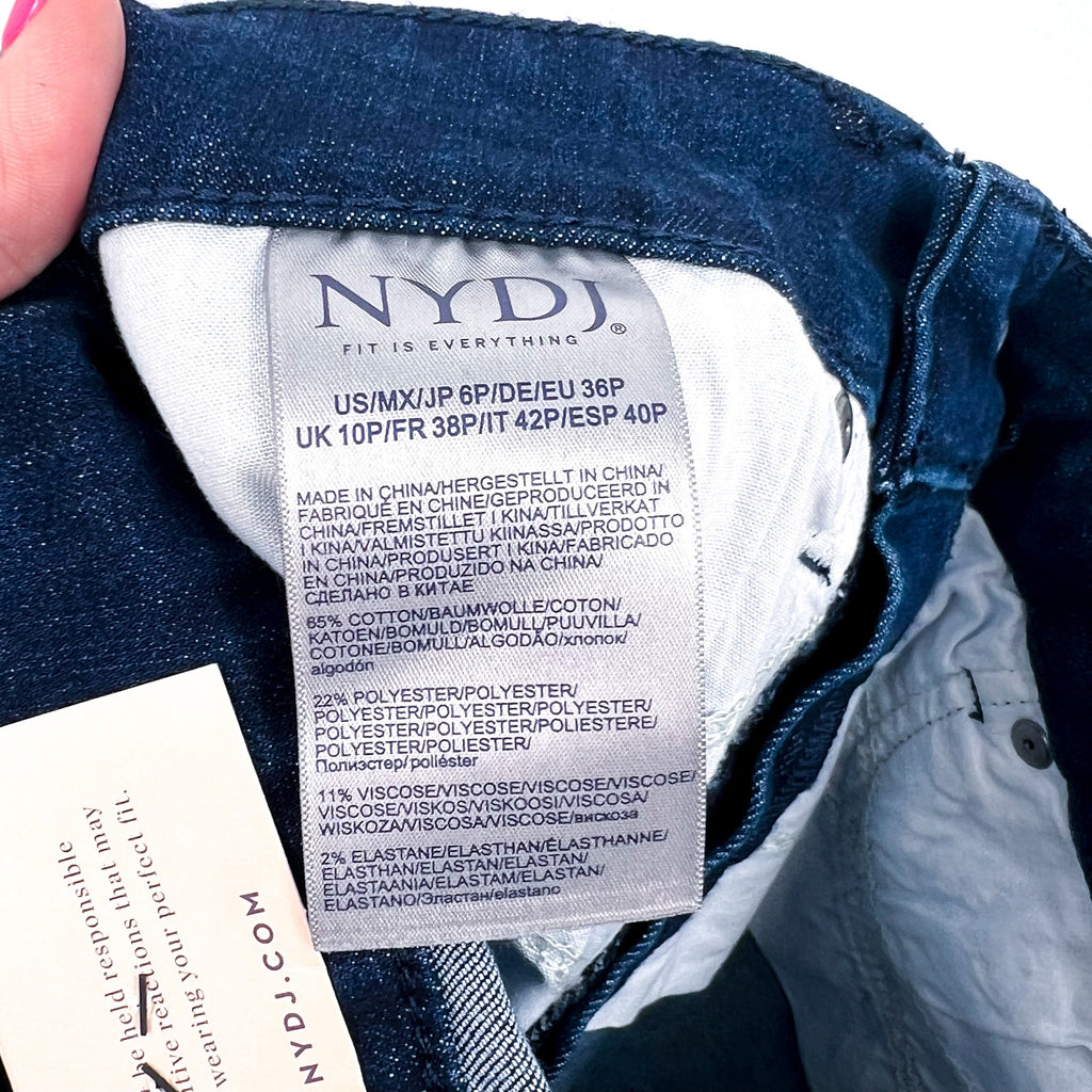NYDJ Womens Ella Denim Shorts Size 6 PETITE Dark Blue Arise 8" Inseam NWT