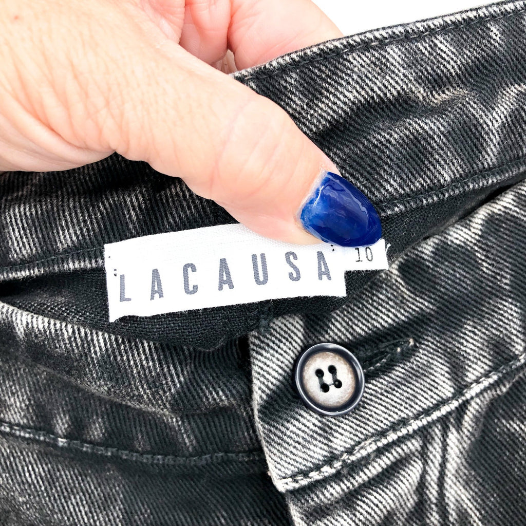 LACAUSA Women's Aiden Trouser Jeans Size 10 Black Mineral Wash Mid Rise NWT