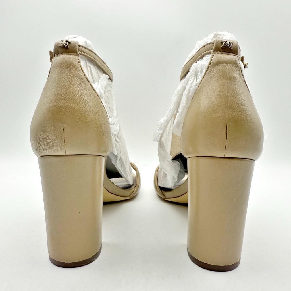 Sam Edelman Womens Robyn Heel Sandals Size 11 M Beige Leather Ankle Strap NWOB