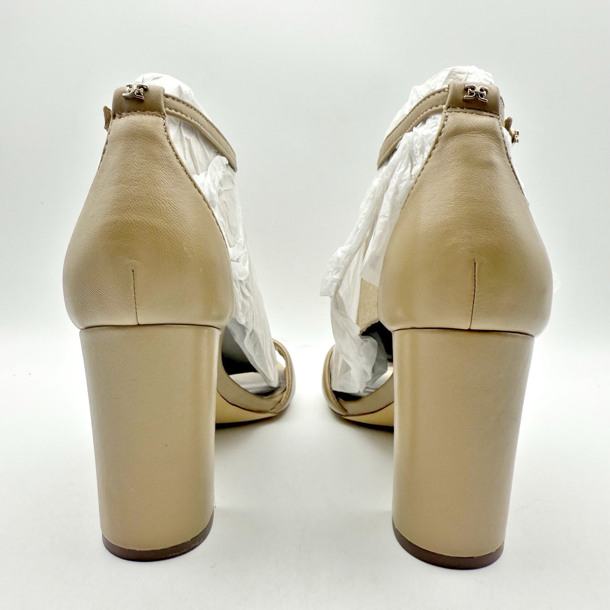 Sam Edelman Womens Robyn Heel Sandals Size 11 M Beige Leather Ankle Strap NWOB