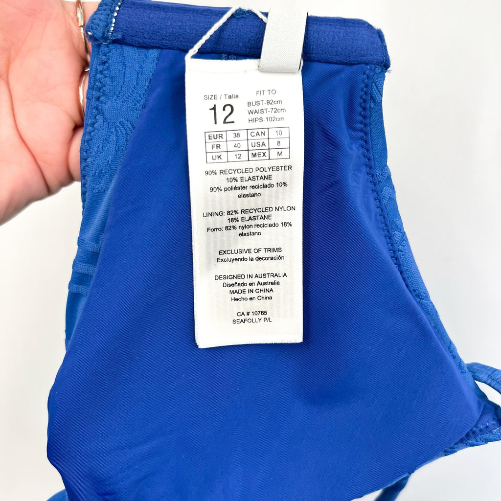 SEAFOLLY Women's Oasis Twist Bralette Bikini Top Size 8 Blue Ultramarine NWT