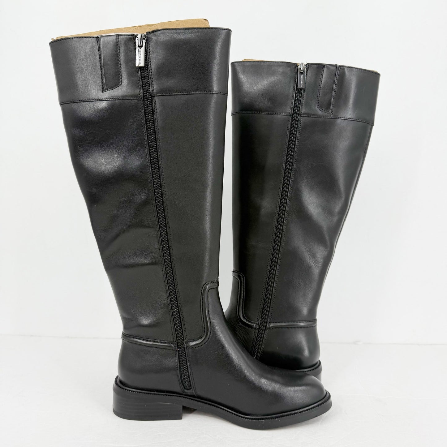 Vince Camuto Womens Andalian Knee High Boots US 6 M Wide Calf Black Leather NIB