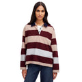 MADEWELL Women's Rugby Long-Sleeve Polo Shirt Medium Stripe Red Pink NT720 NWT