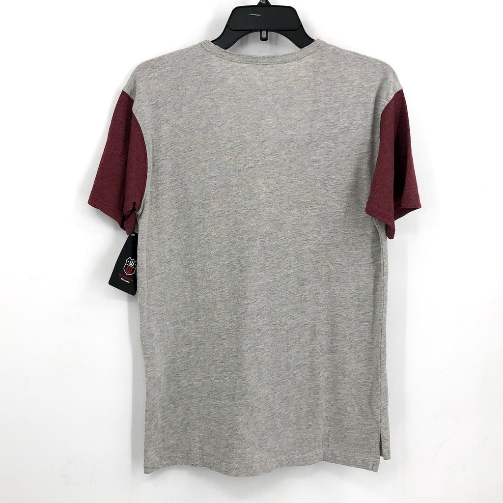 WES & WILLY  Boys Texas A&M Baseball Henley Tshirt Large Grey Red NWT