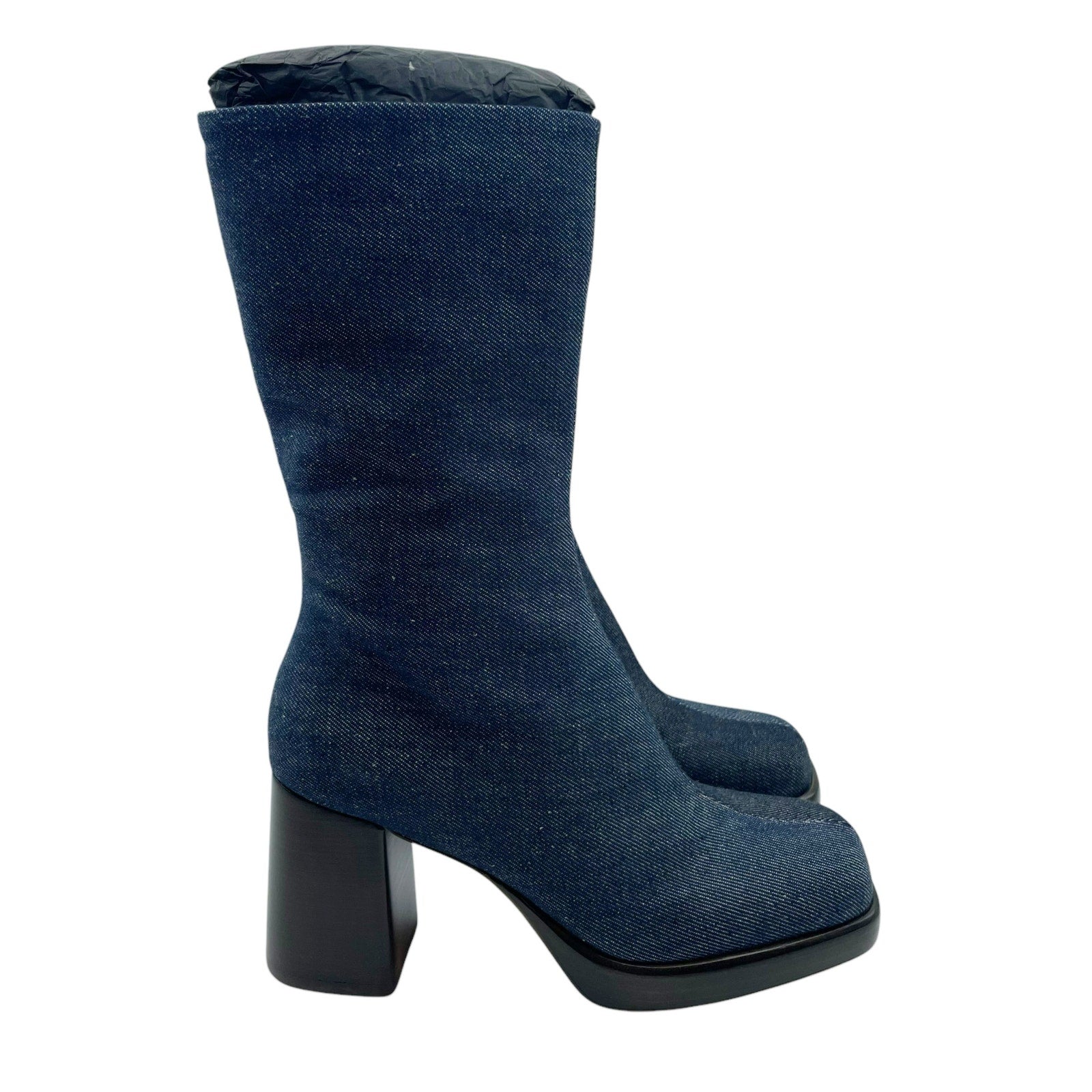 Rag & Bone Womens Matrix Denim Platform Boots US 8.5M EU 38.5 Dark Blue