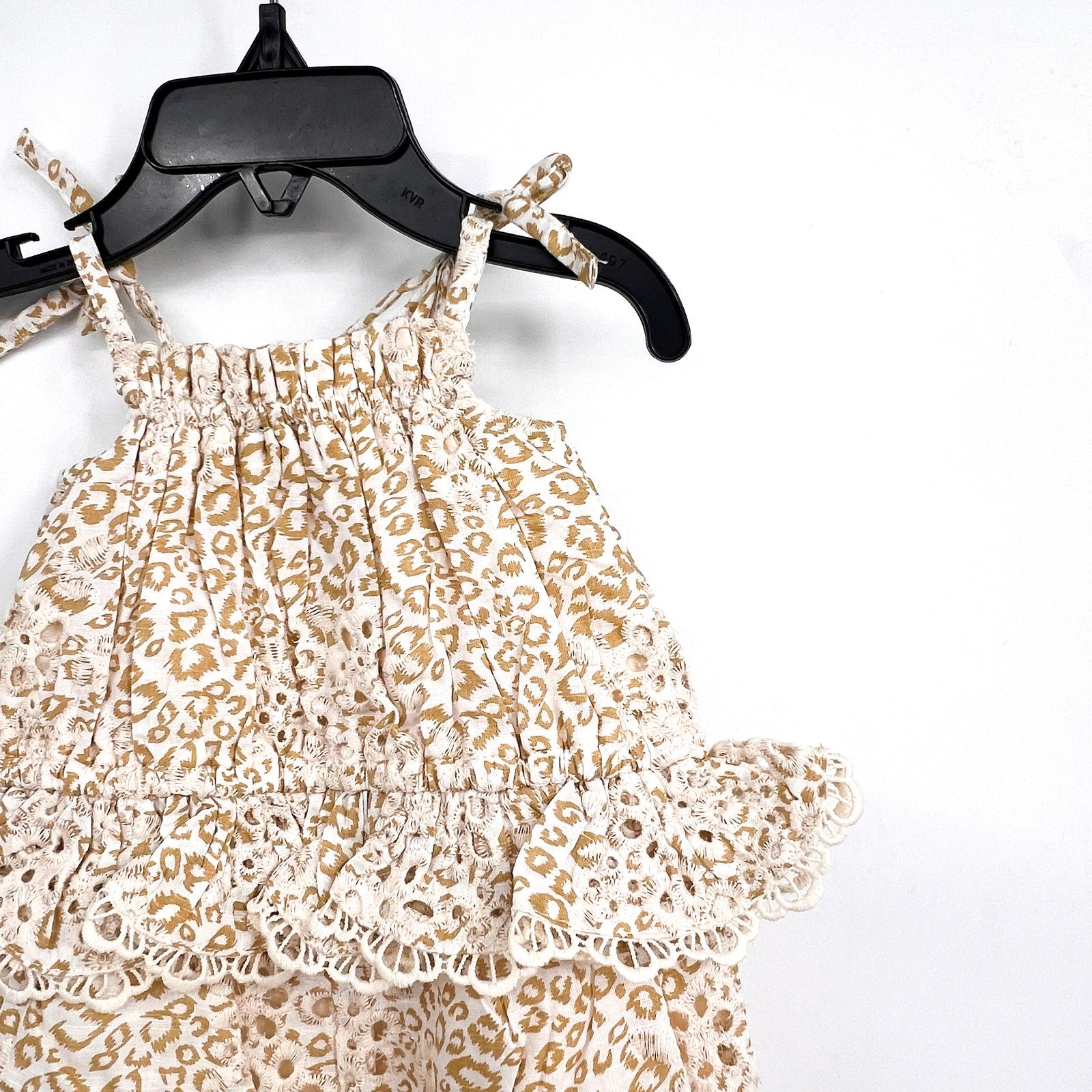 BARDOT Toddler Girl's Leopard Trim Romper Size 2T Beige Peplum NWT