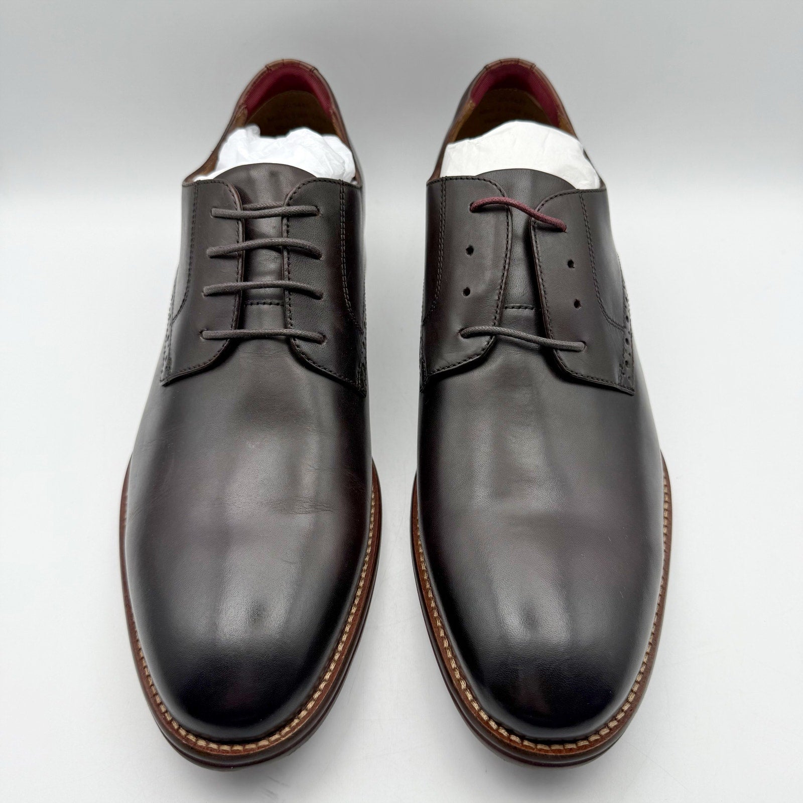 JOHNSTON & MURPHY Mens Conard 2.0 Dress Shoes US 13D Mahogany Brown Leather NIB