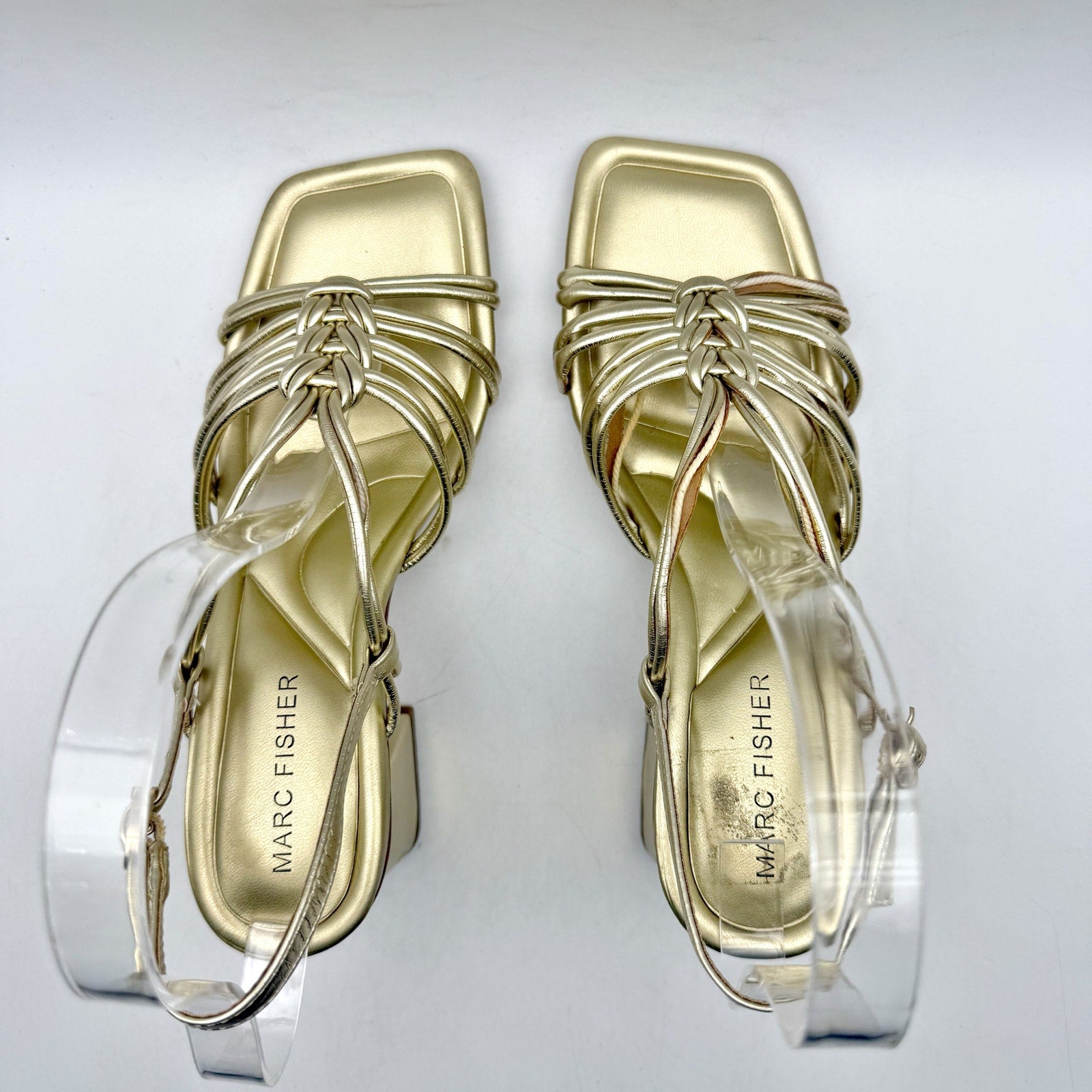 Marc Fisher Womens Magnify Heeled Sandals US 6 M EU 36.5 Gold NWOB