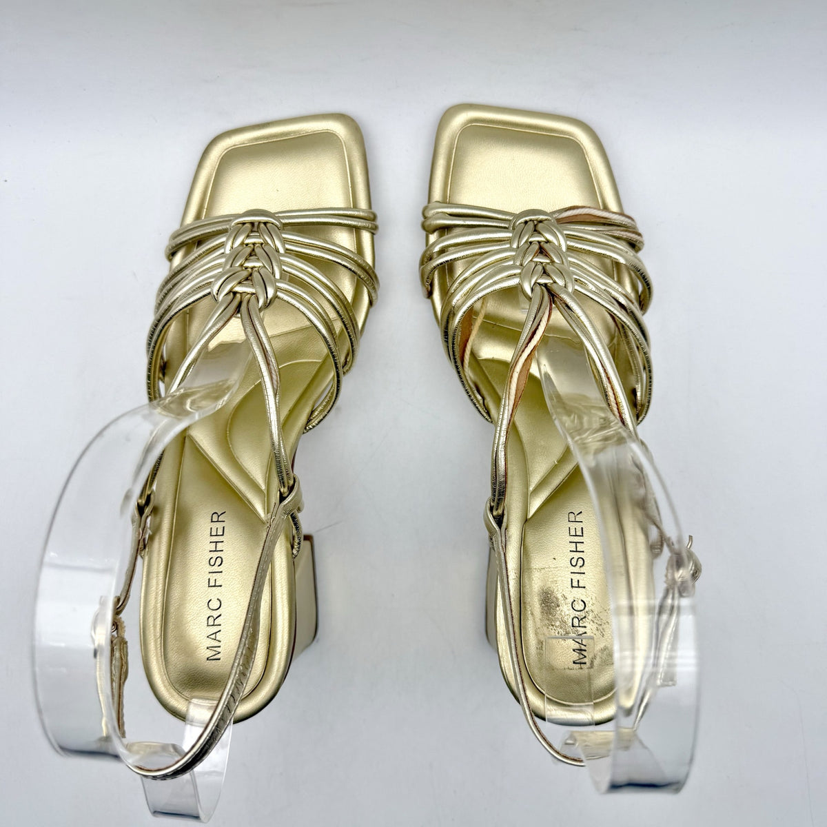 Marc Fisher Womens Magnify Heeled Sandals Size 6 M EU 36.5 Gold NWOB