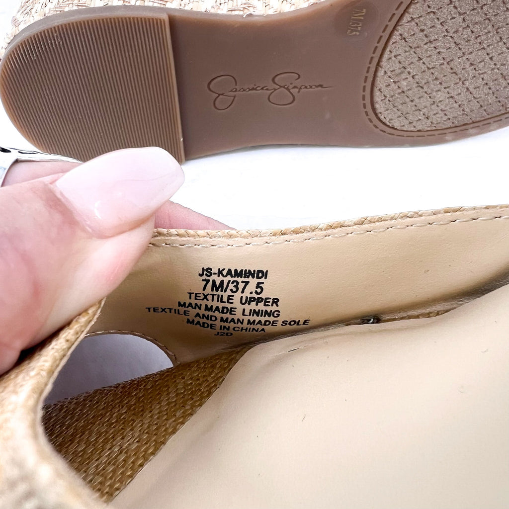 JESSICA SIMPSON Kamindi Espadrille Wedge Sandals Size 7M Tan Natural Raffia NWOB
