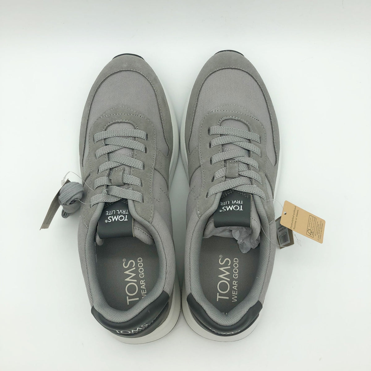 Toms Mens TRVL LITE Retro Runner Casual Sneakers Size 12 Grey Suede Twill NIB