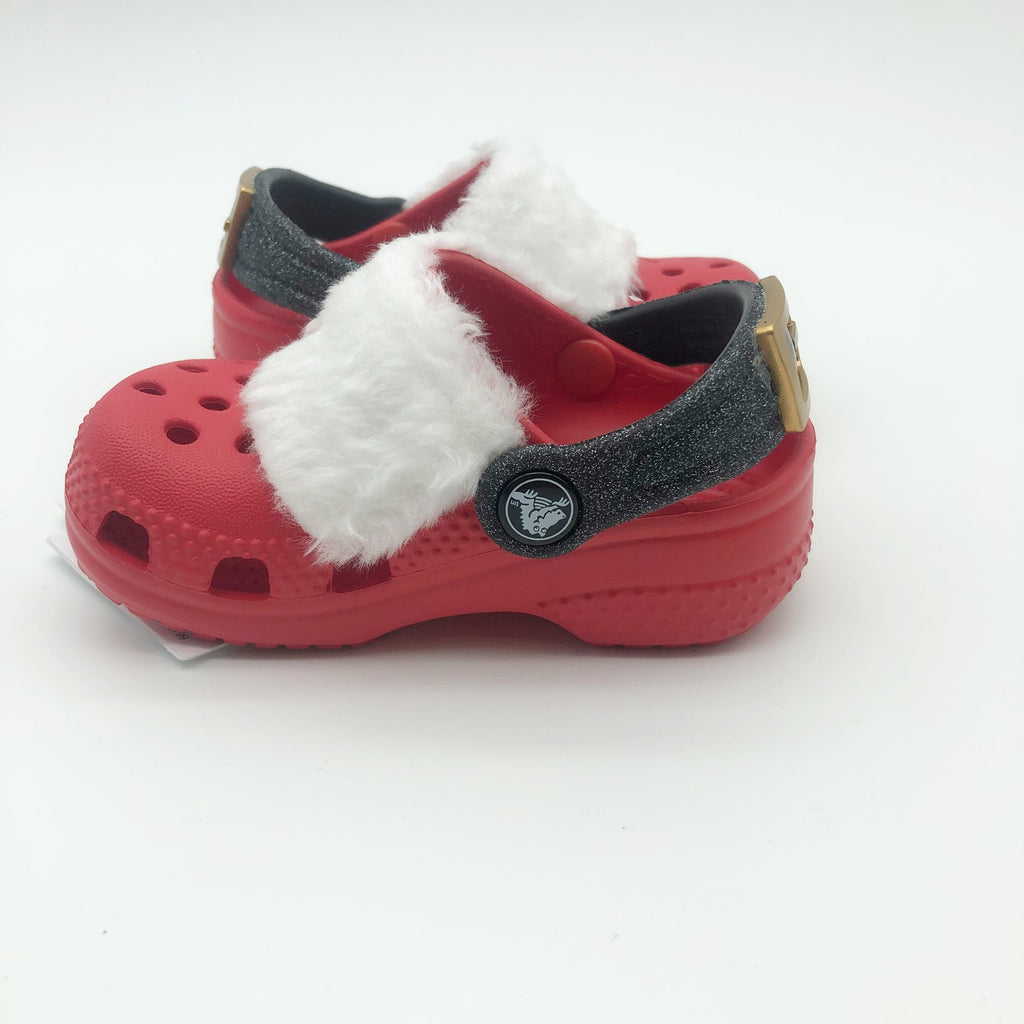 Crocs Baby Santa Classic Clogs Infant Size 2-3 Festive Red White Black NWT