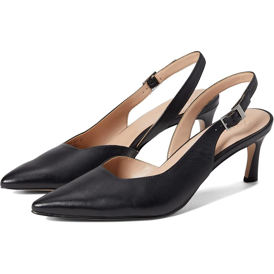 27 EDIT Womens Felicia Slingback Heels US 8.5 M EU 39 Black Leather NIB