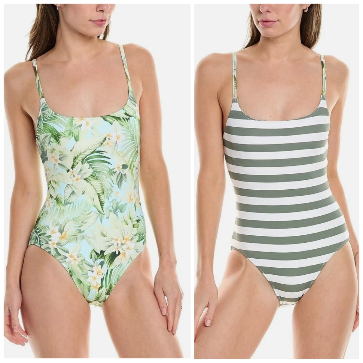TOMMY BAHAMA Paradise Frond Reversible One-Piece Swimsuit Size 4 Green White NWT