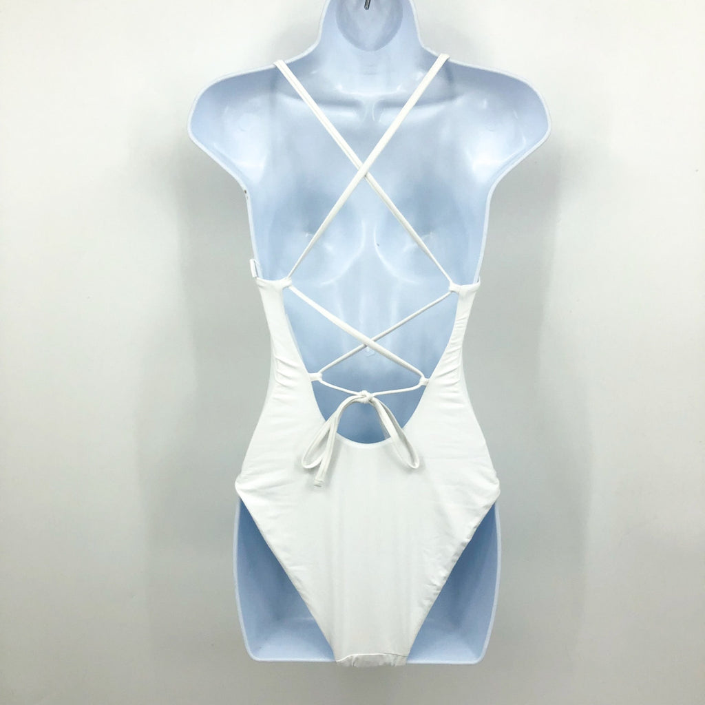 ANDIE SWIM Fiji One-Piece Swimsuit XS Tall US 0-2 White Lace-Up Back NWT
