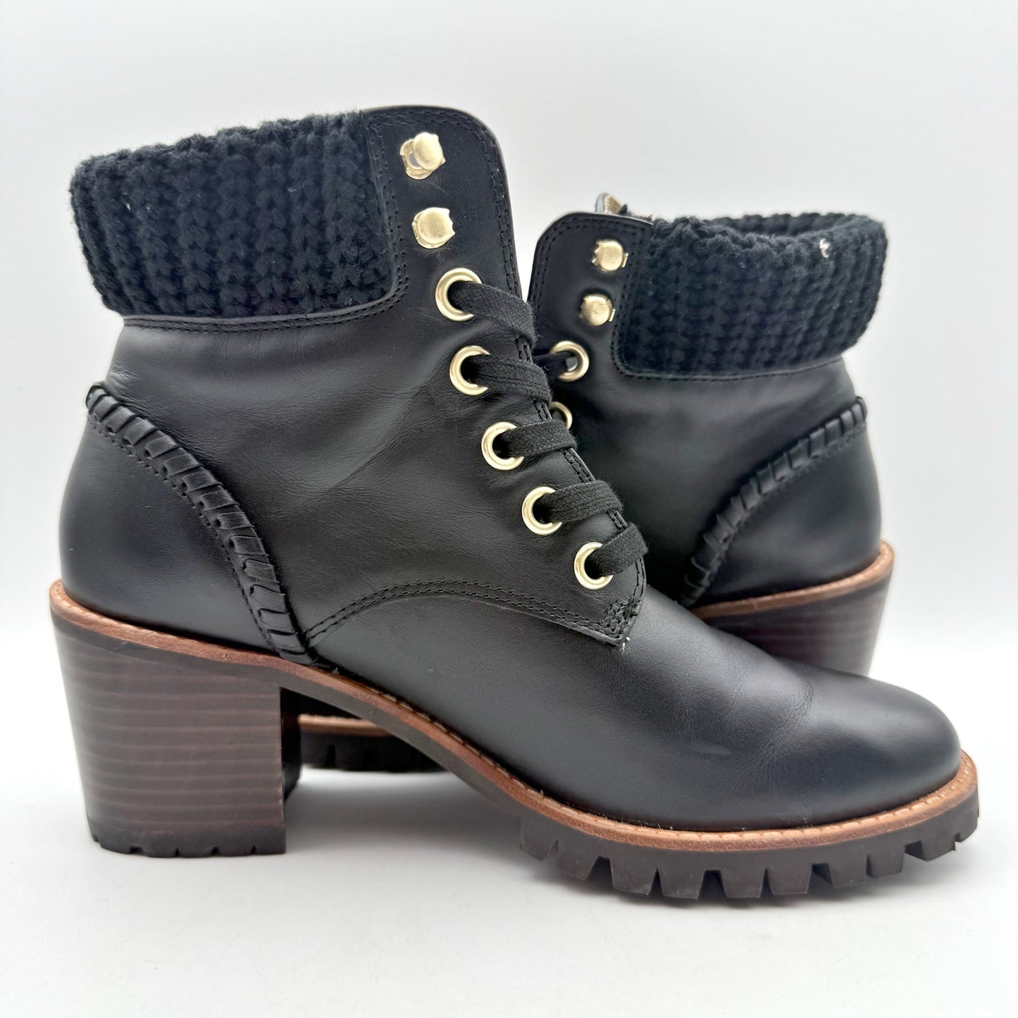 Jack Rogers Womens Harper Hiker Booties US 7.5 Black Leather Water Resistant NIB