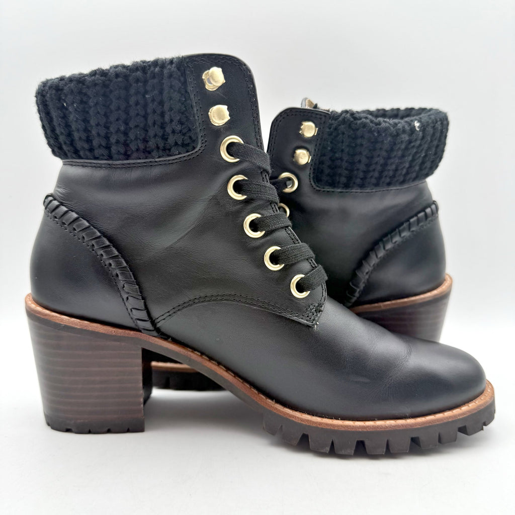 Jack Rogers Womens Harper Hiker Boots US 7.5 Black Leather Water Resistant NIB