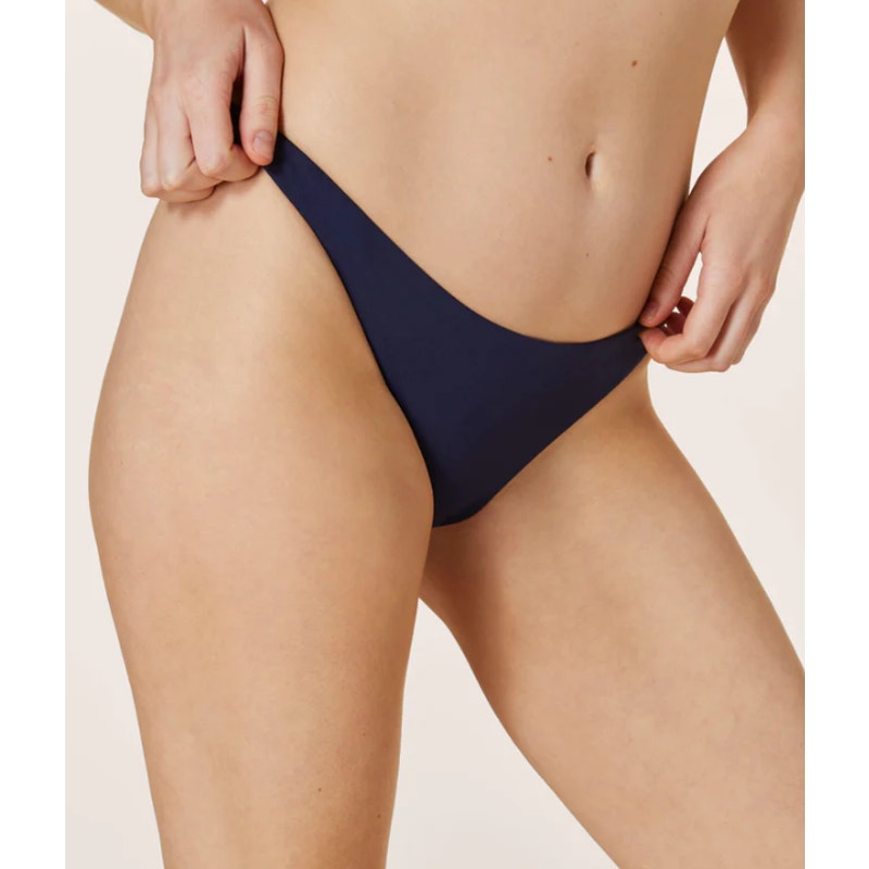 ANDIE SWIM The Cheeky Bottom Bikini Bottom XS Navy Blue Mid Rise NWT