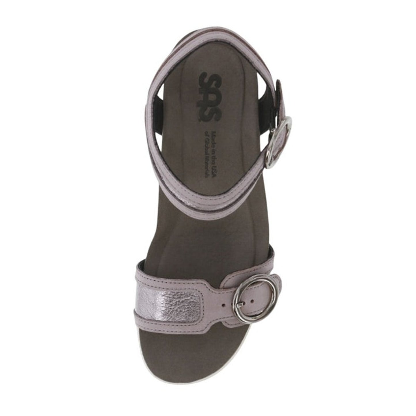SAS Womens Seight Wedge Sandal US 8.5WW Purple Silver Leather NIB