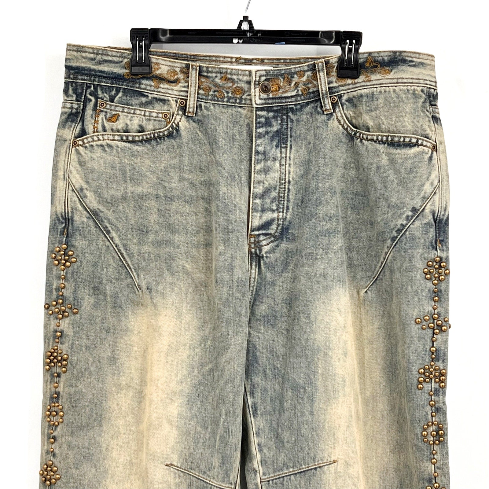 ADIDEM ASTERISKS Rivet Chainstitch Selvedge Denim Jeans XL 36x31 Rust Wash NWOT