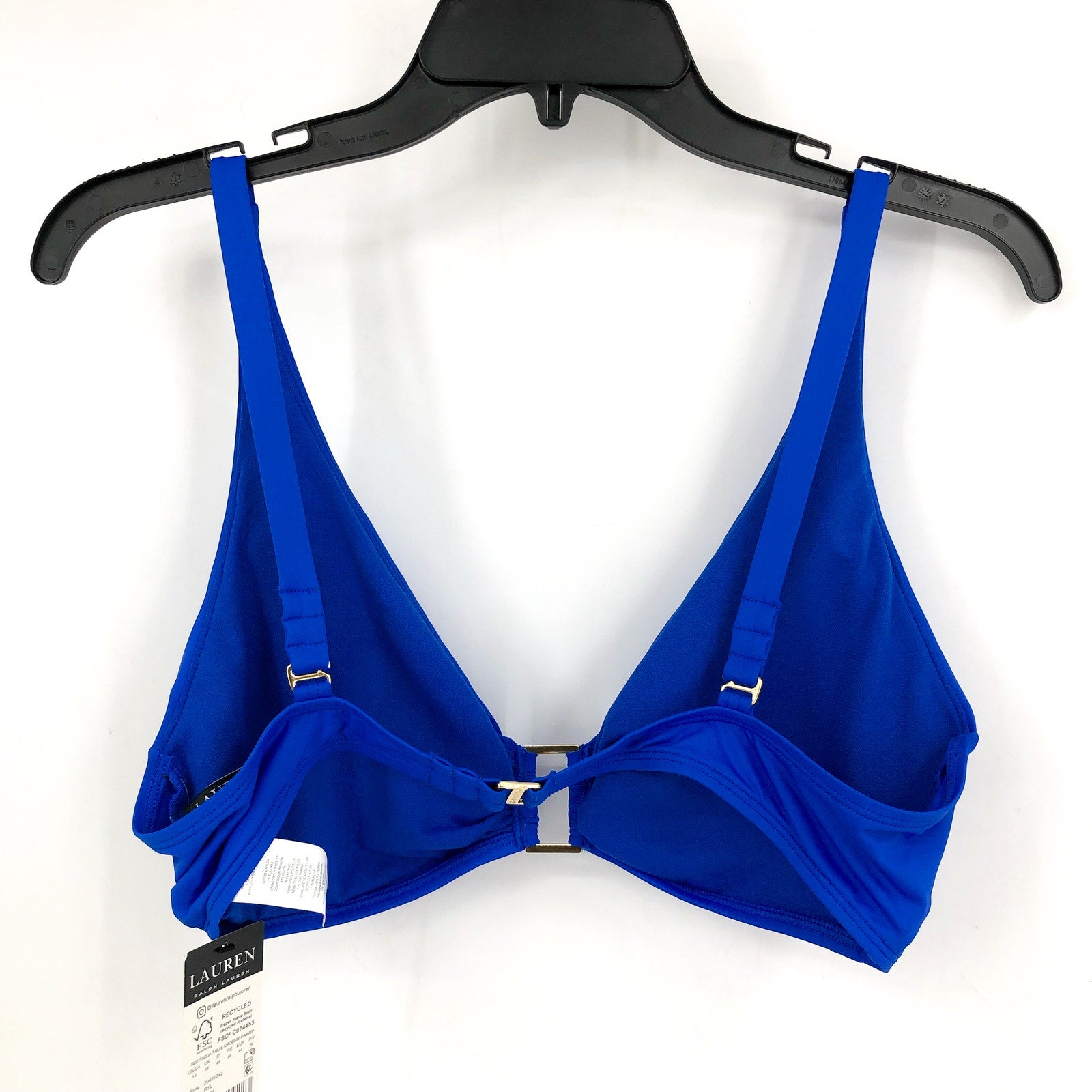 LAUREN RALPH LAUREN Women's Bikini Top Size 14 Royal Blue Beach Club Solids NWT