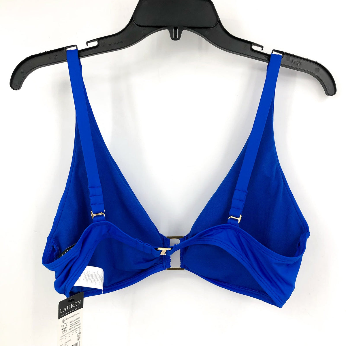 LAUREN RALPH LAUREN Women's Bikini Top Size 14 Royal Blue Beach Club Solids NWT