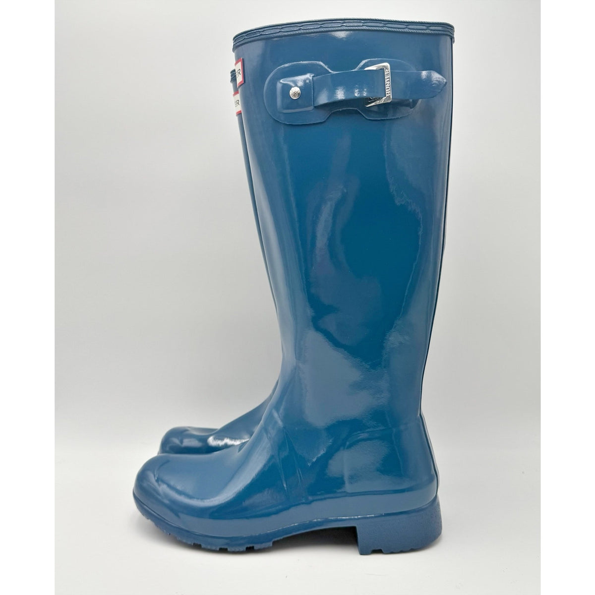 Hunter Womens Original Tall Gloss Rain Boots Size 7 EU 38 Blue Waterproof NWOB