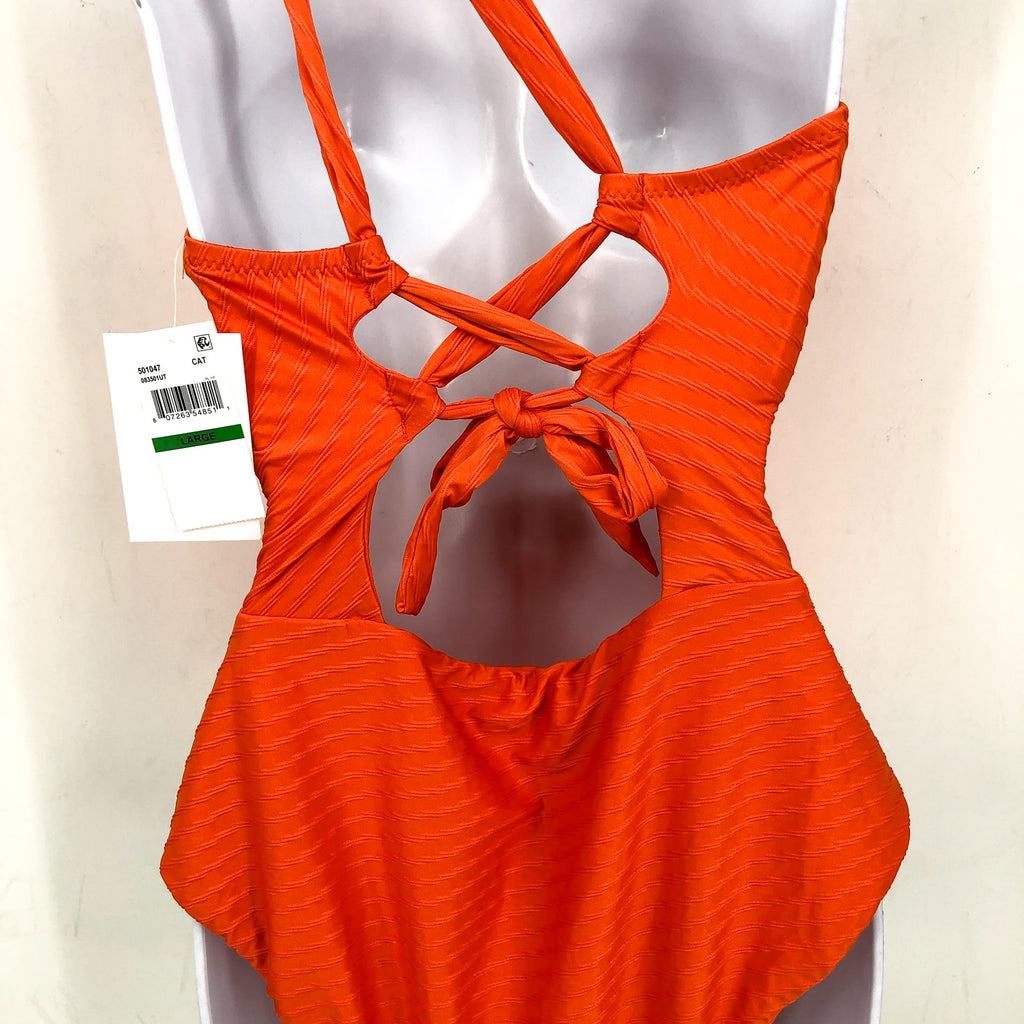 BECCA Women's Catalonia One Piece Swimsuit Small Carrot Orange Asymmetrical