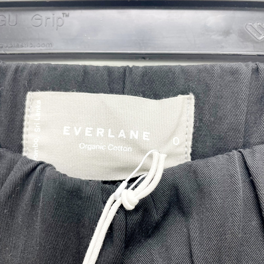 Everlane Womens The Easy Pant Sz 0 Elastic Waist Straight Leg Chino Black NWT