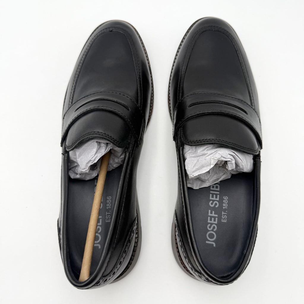 Josef Seibel Mens Tyler 10 Penny Loafers EU 41 US 8 Black Leather NWOB