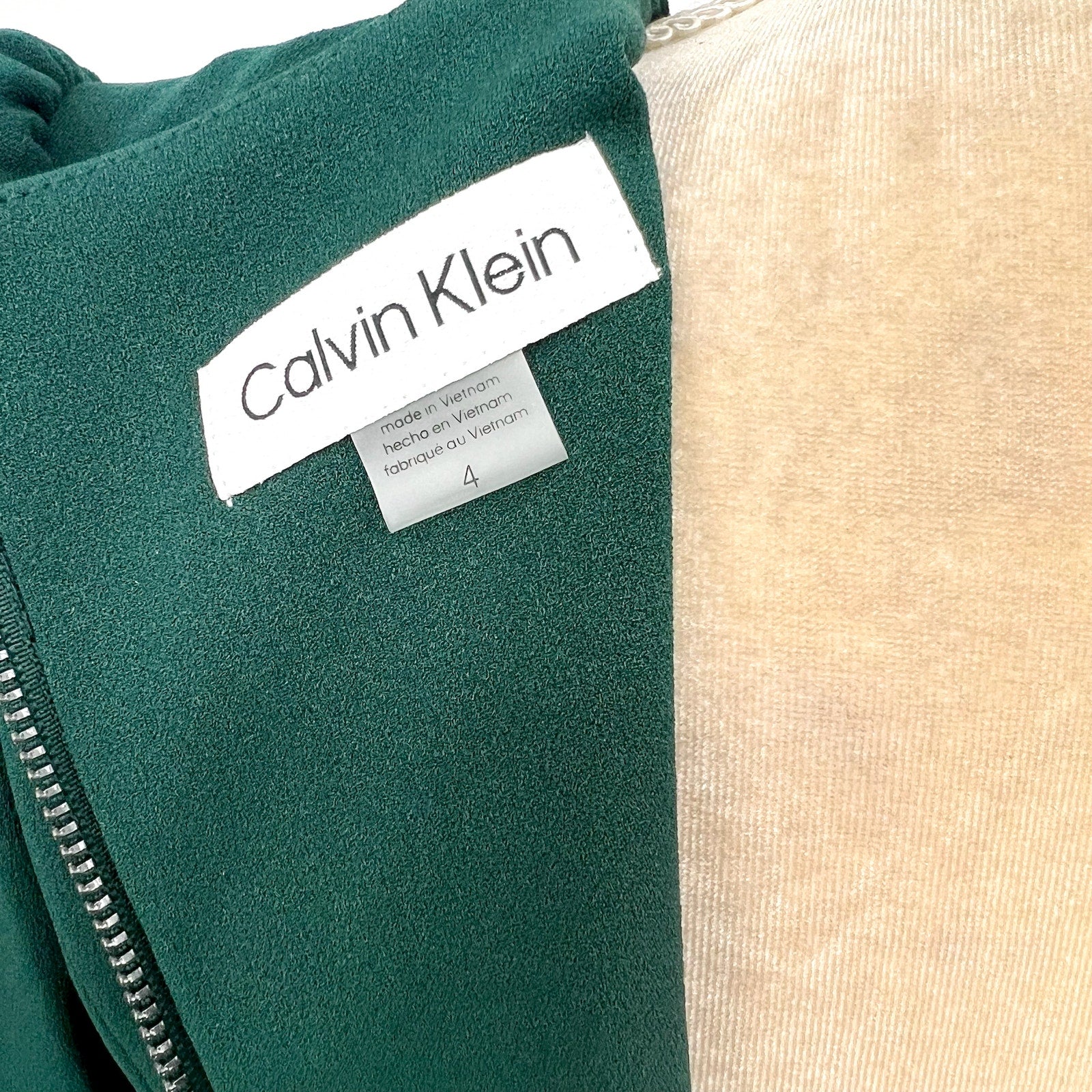 CALVIN KLEIN Scuba Crepe Midi Dress Size 4 Malachite Green 3/4 Puff Sleeve NWT