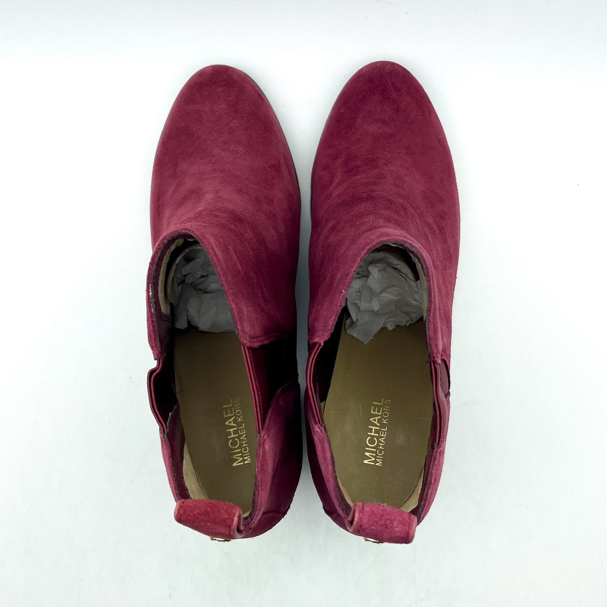 MICHAEL KORS Womens Evaline Booties Size 8.5M Mulberry Red Suede Heeled NWOB
