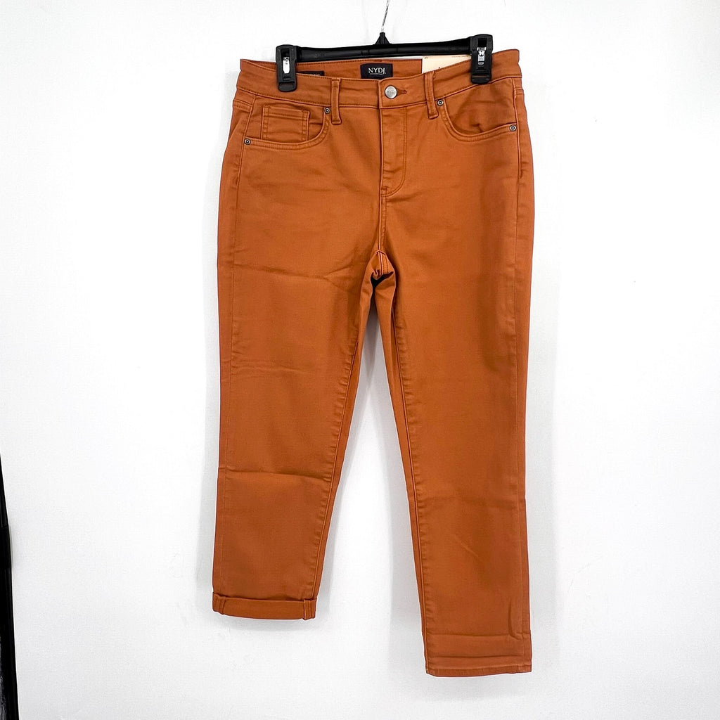 NYDJ Womens Margot Girlfriend Straight Leg Jeans Size 8 PETITE Rust Brown NWT
